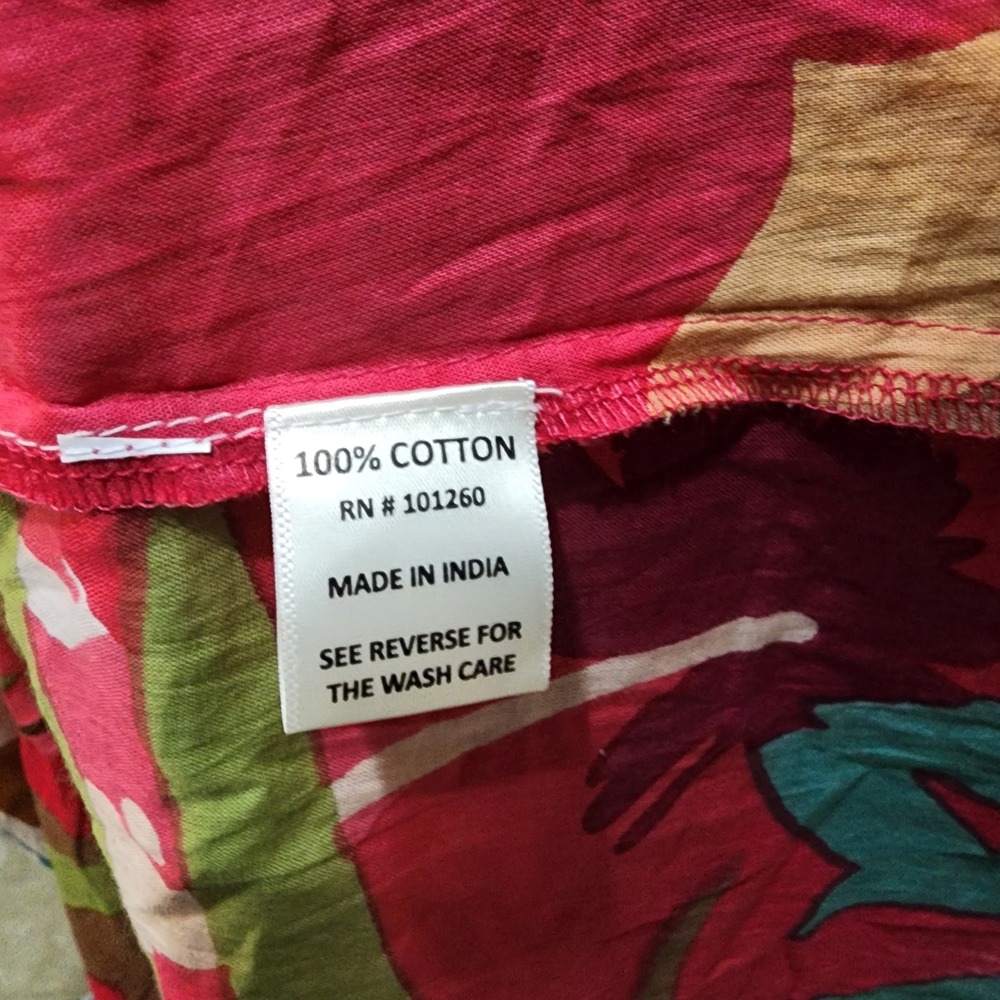True Destinations Women Tropical Floral Button Down Shirt Cotton Roll Tab Large - Picture 3 of 5